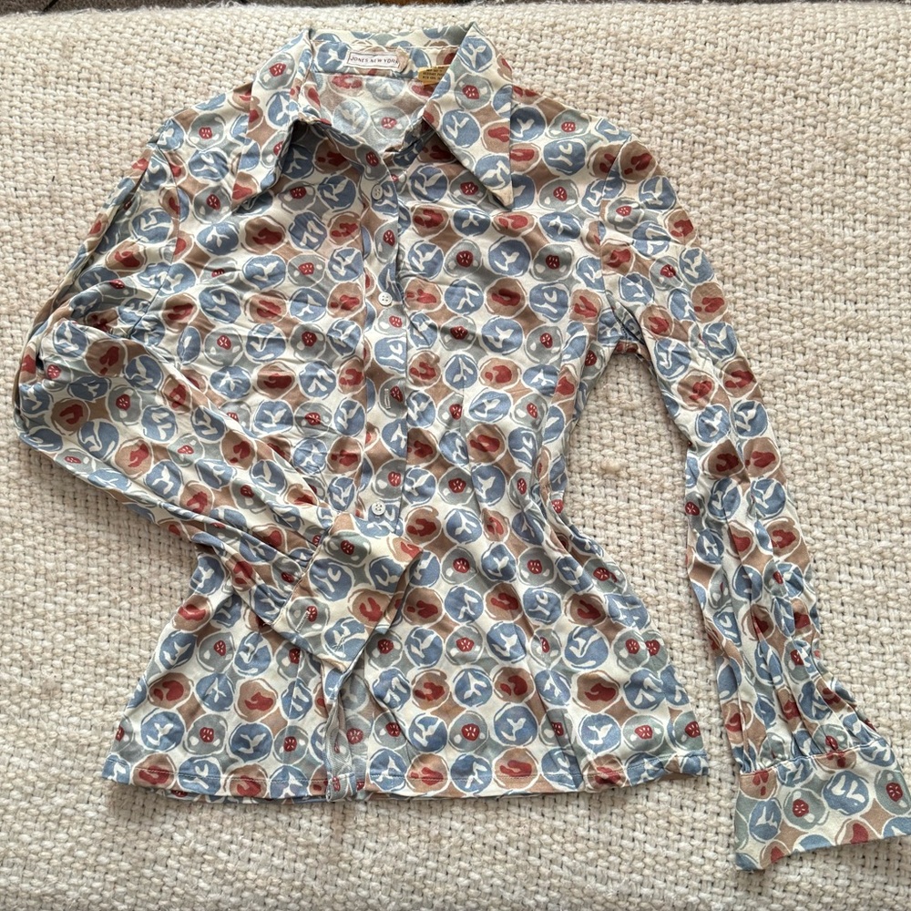 Jones New York Vintage Olive Fitted Button Down
